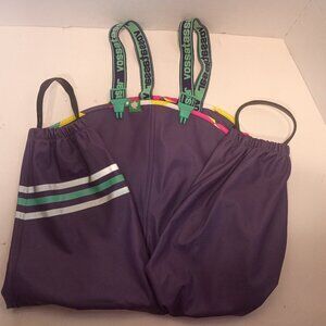 VOSSATASSAR Size 90 Kid's Rain Bibs Purple w Reflective Stripes Denmark